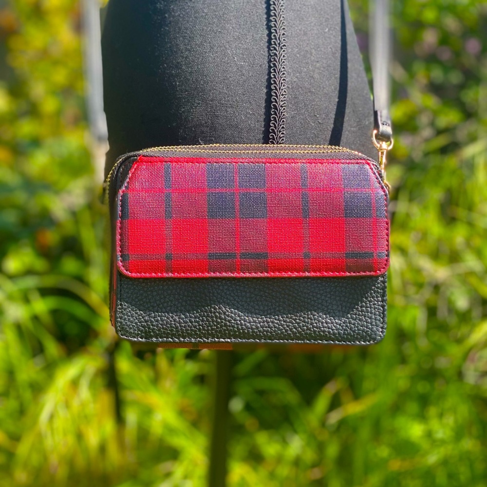 Leather Tartan Mark & Hall Crossbody Purse